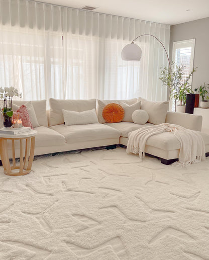 Elara Ivory Handwoven Machine Washable Wool Rug