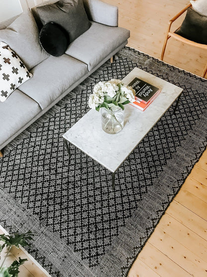 Nyla Charcoal Jute and Cotton Handwoven Jute Rug