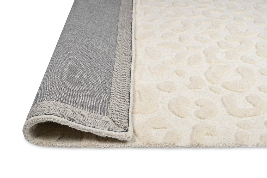 Aarohi Ivory Leopard Pattern Hand Tufted Hi-Low Wool Rug