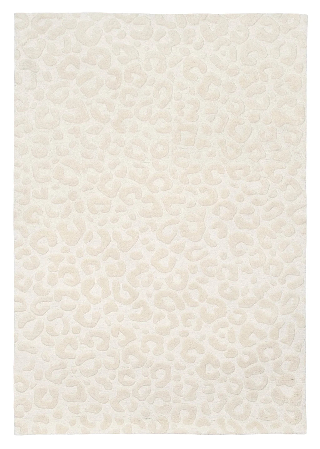 Aarohi Ivory Leopard Pattern Hand Tufted Hi-Low Wool Rug