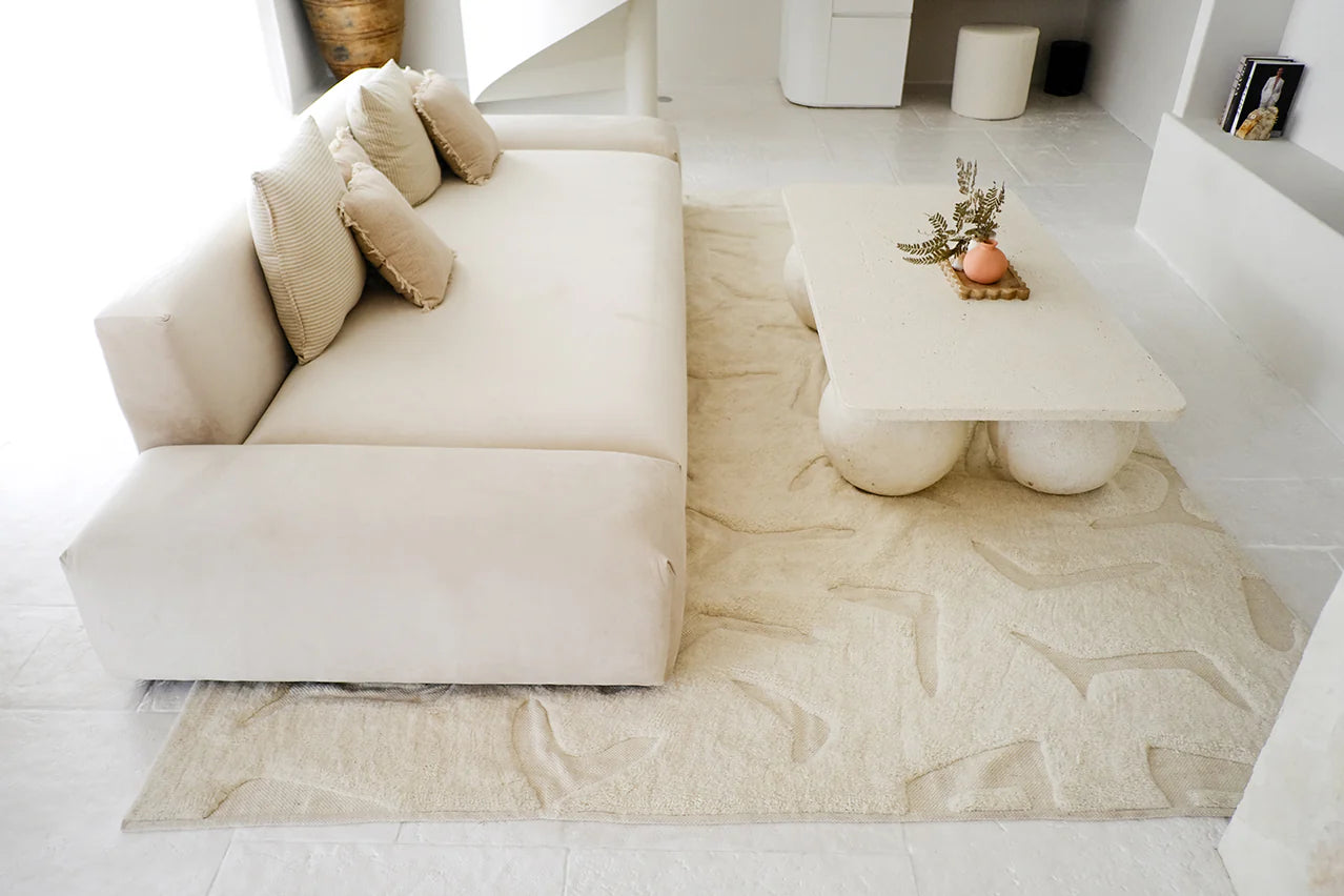 Elara Ivory Handwoven Machine Washable Wool Rug