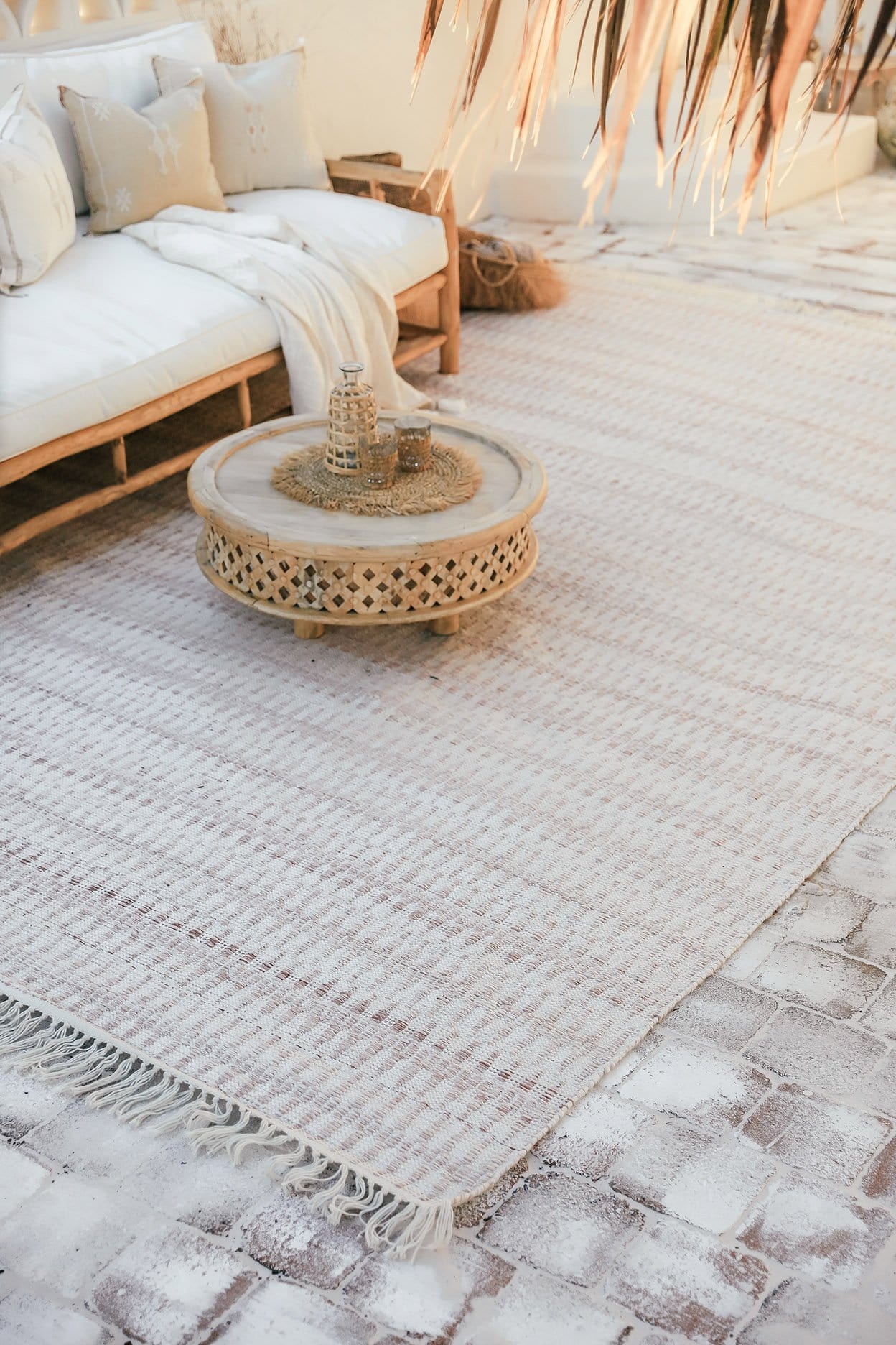 Lyra Ivory & Brown Flatweave Indoor/Outdoor Recycled Polyester Handwoven Rug