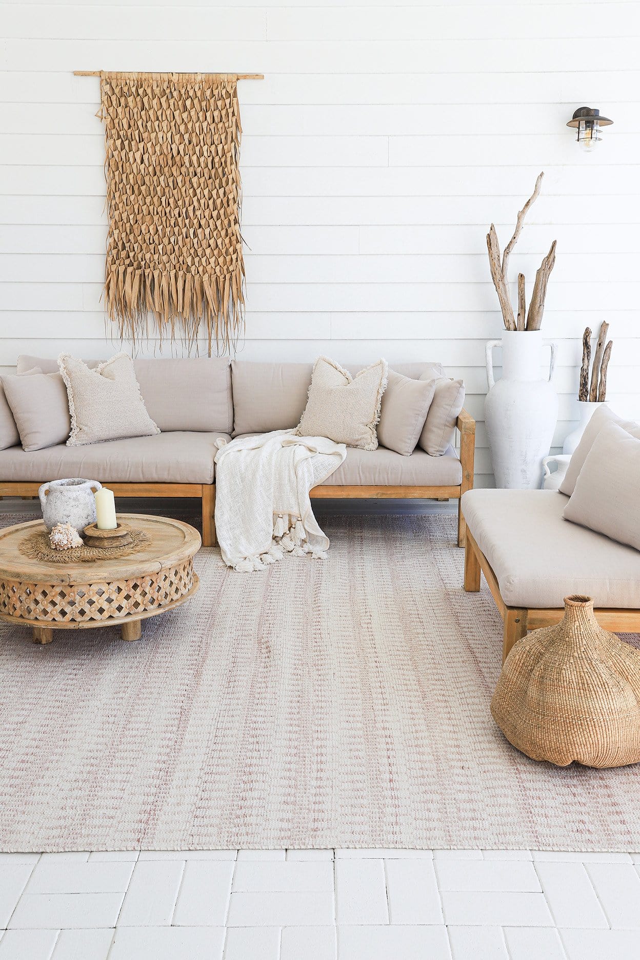 Lyra Ivory & Brown Flatweave Indoor/Outdoor Recycled Polyester Handwoven Rug