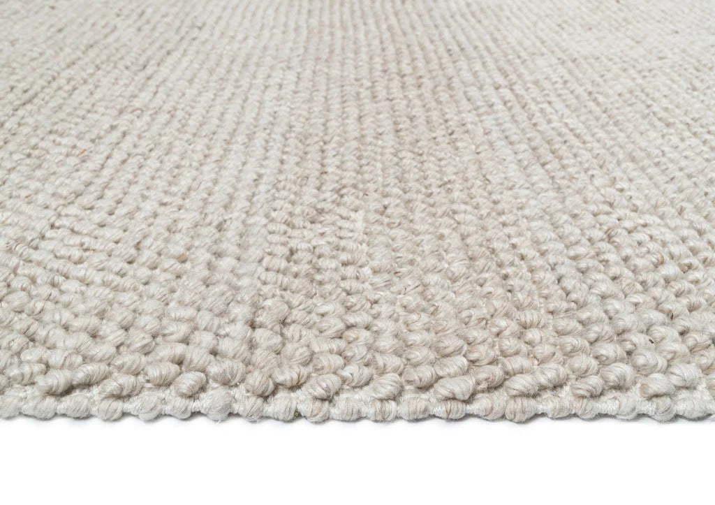 Aanya Ivory and Beige Hand Woven Looped Recycled Polyester Indoor/Outdoor Rug