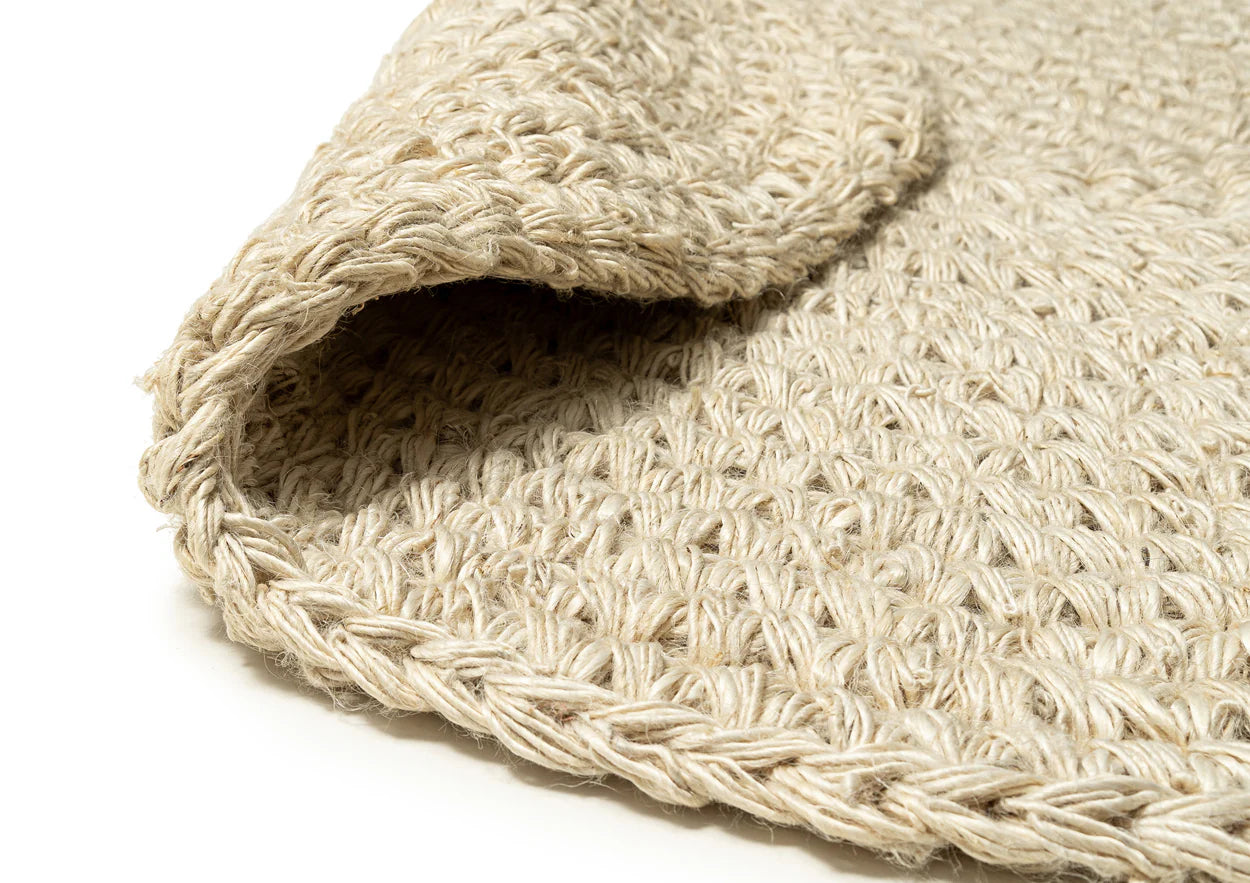 Althea Hand Crocheted Bleached Cream Round Jute Rug