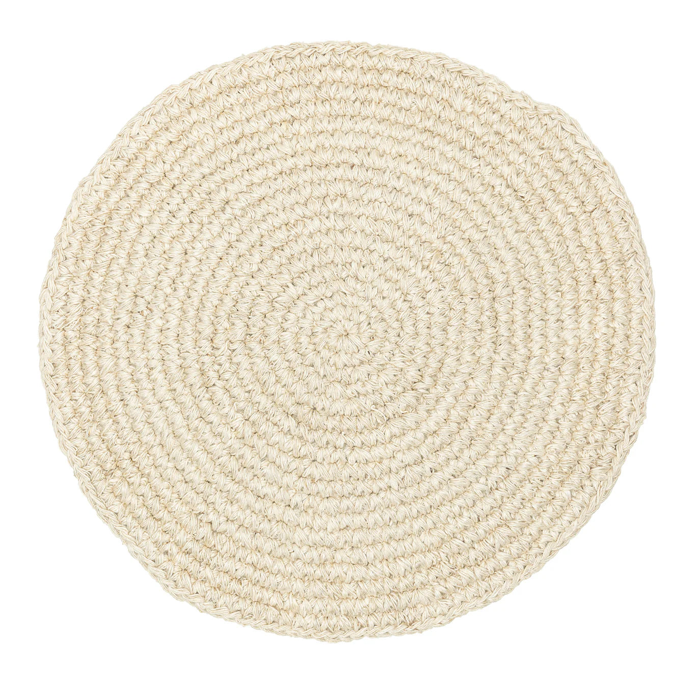 Althea Hand Crocheted Bleached Cream Round Jute Rug