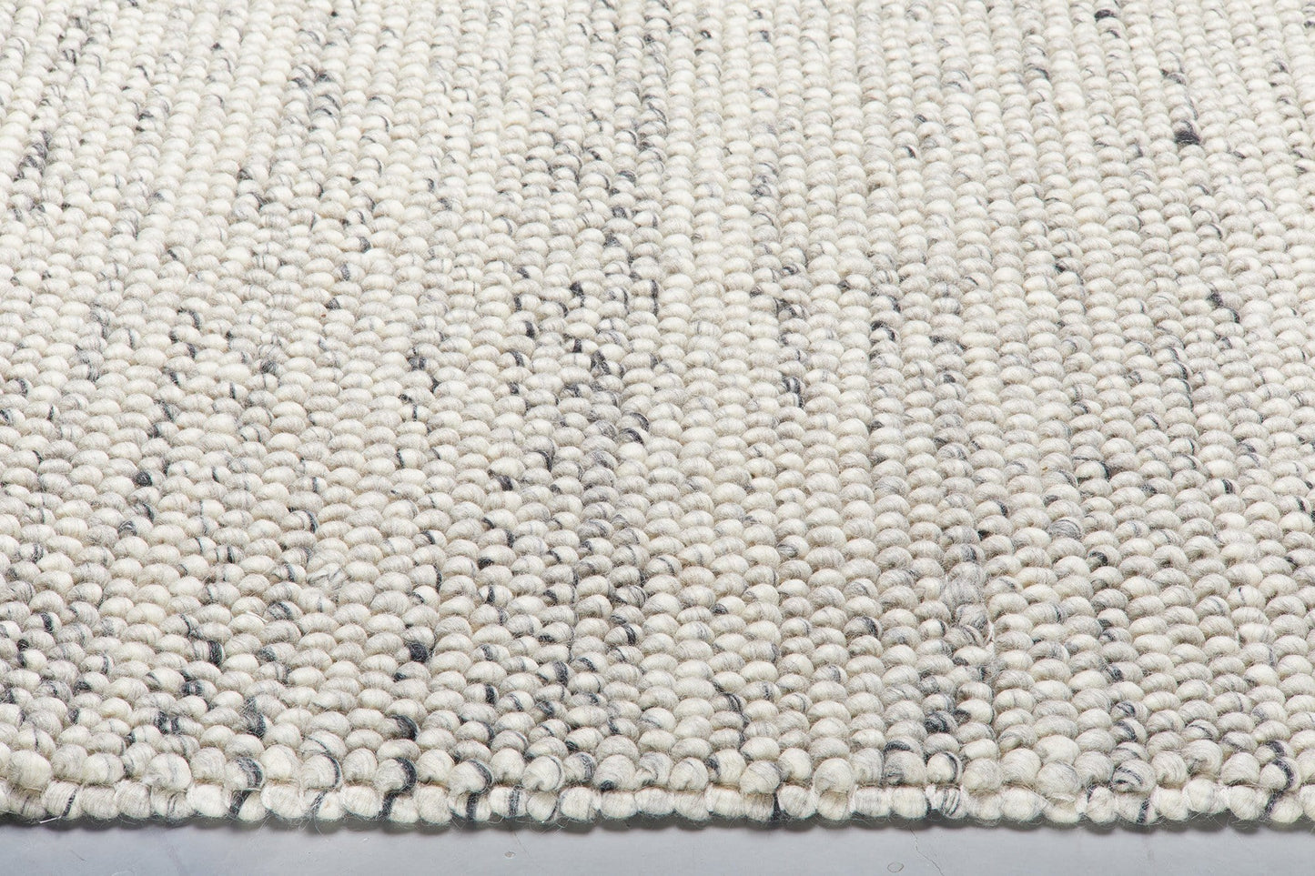 Kaelen Ivory & Black Looped Handwoven Natural Wool Rug