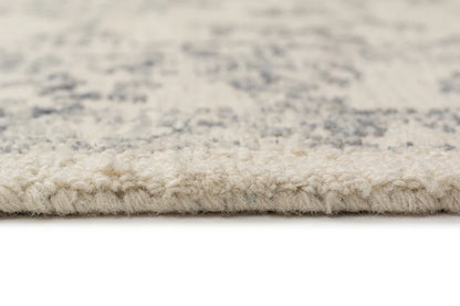 Diya Ivory and Blue Hand Tufted Wool Rug