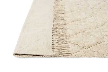 Zyrah Carved Natural Cotton Beige Machine Washable Rug