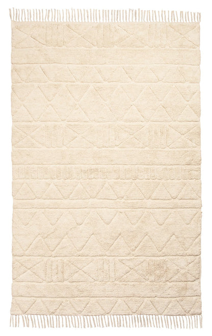 Zyrah Carved Natural Cotton Beige Machine Washable Rug