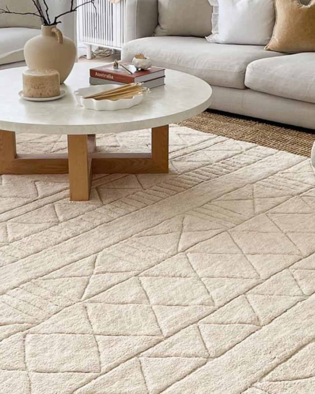 Zyrah Carved Natural Cotton Beige Machine Washable Rug