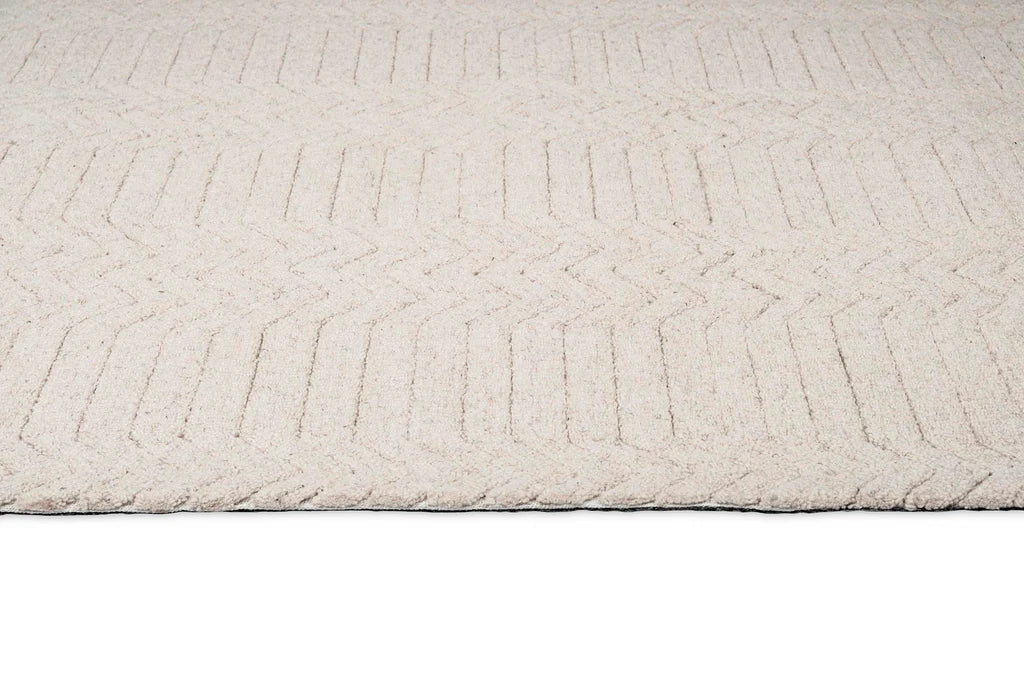 Rhea Ivory Carved Modern Pattern Hand Tufted Wool Rug