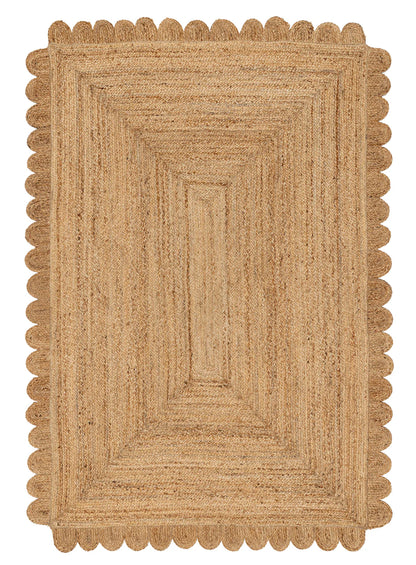 Nisha Jute Rug – Rectangular Natural Jute Rug with Scalloped Edges