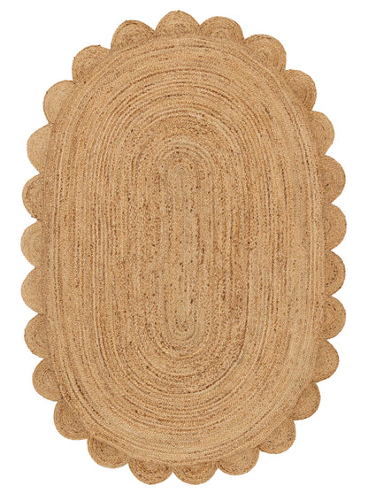 Maris Jute Rug – Oval Shaped Natural Jute Rug with Scalloped Edges