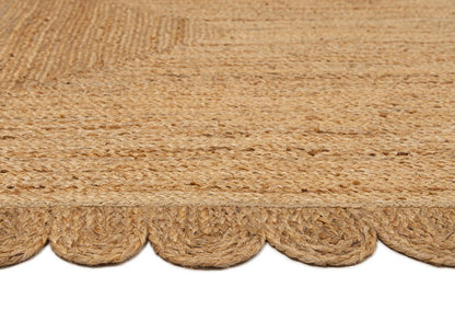 Nisha Jute Rug – Rectangular Natural Jute Rug with Scalloped Edges