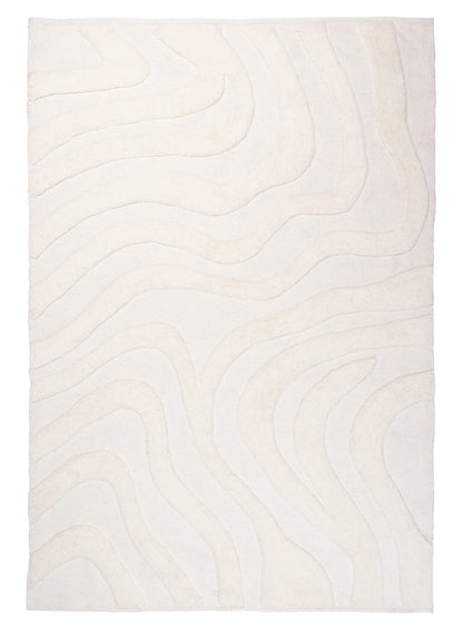 Zara Ivory Modern Pattern Machine Washable Wool Rug