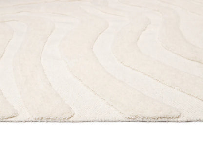 Zara Ivory Modern Pattern Machine Washable Wool Rug