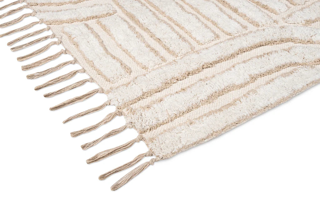 Serene Ivory and Beige Modern Pattern Machine Washable Rug