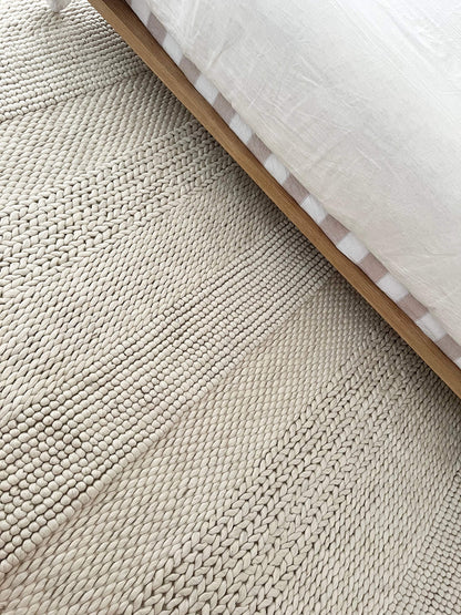 Selene Ivory and Cream Handwoven Wool Rug