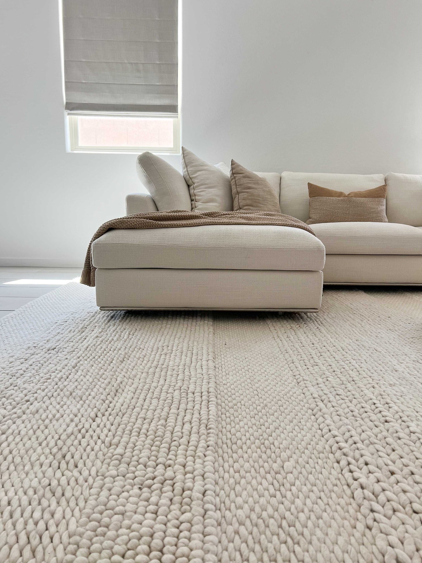 Selene Ivory and Cream Handwoven Wool Rug