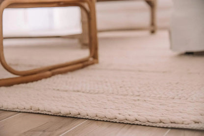 Selene Ivory and Cream Handwoven Wool Rug