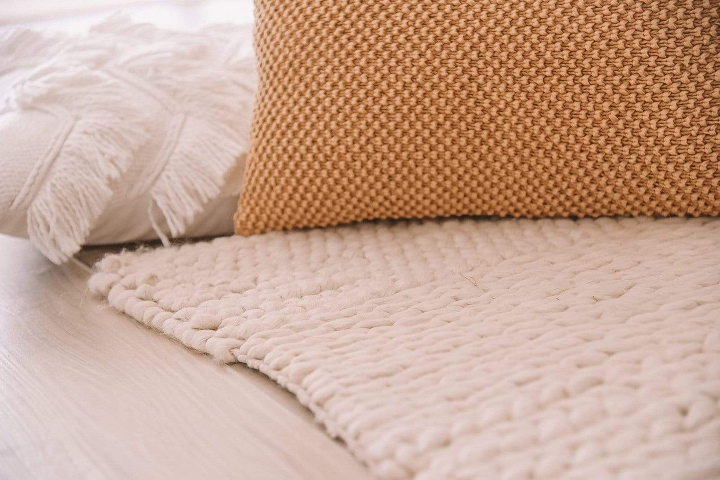 Selene Ivory and Cream Handwoven Wool Rug