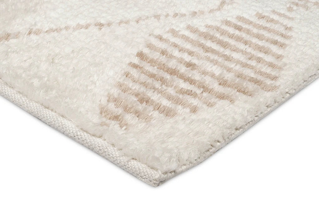 Deepali Ivory and Brown Hand Knotted Recycled Polyester Ultra Soft Rug