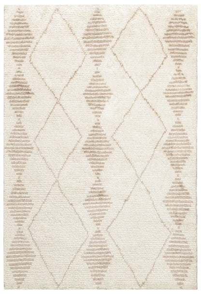 Deepali Ivory and Brown Hand Knotted Recycled Polyester Ultra Soft Rug