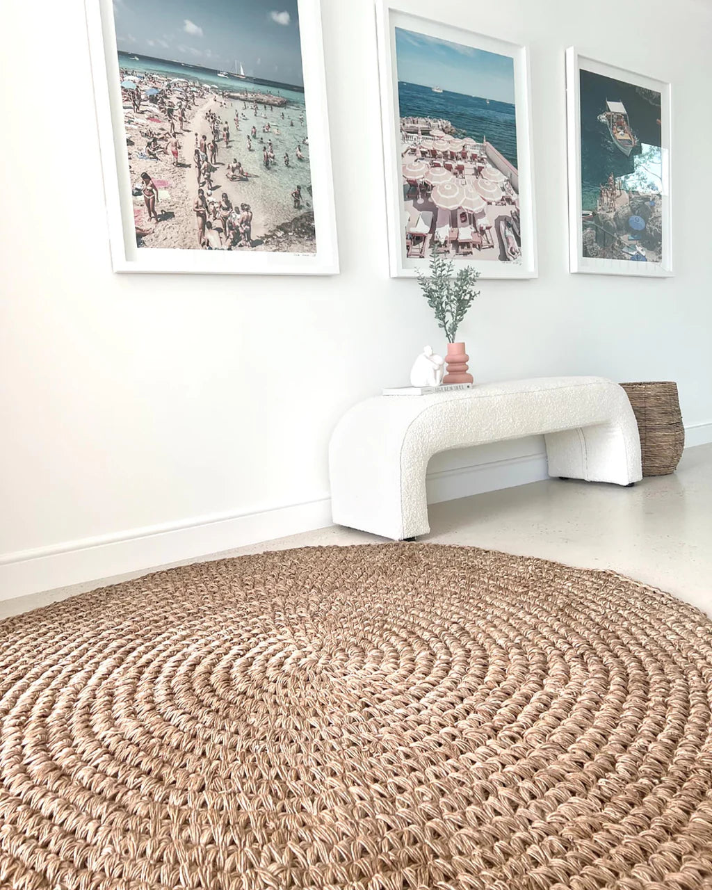 Serena Handcrocheted Round Jute Rug