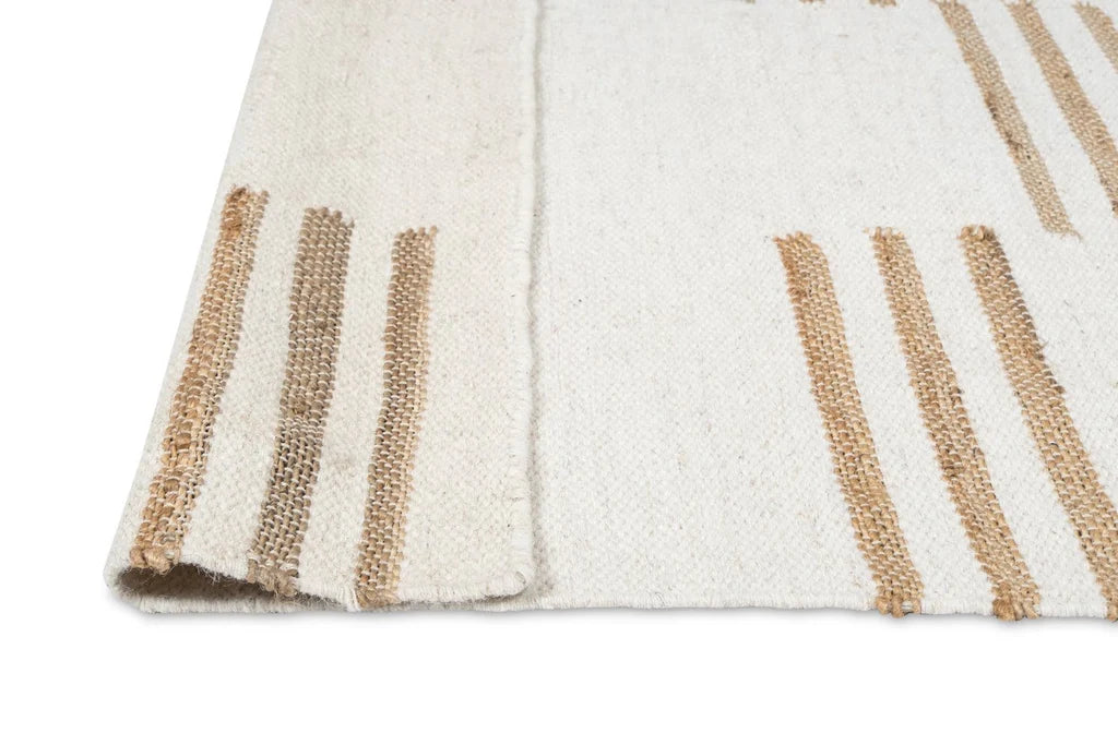 Priya Ivory and Beige Hand Knotted Jute and Wool Rug