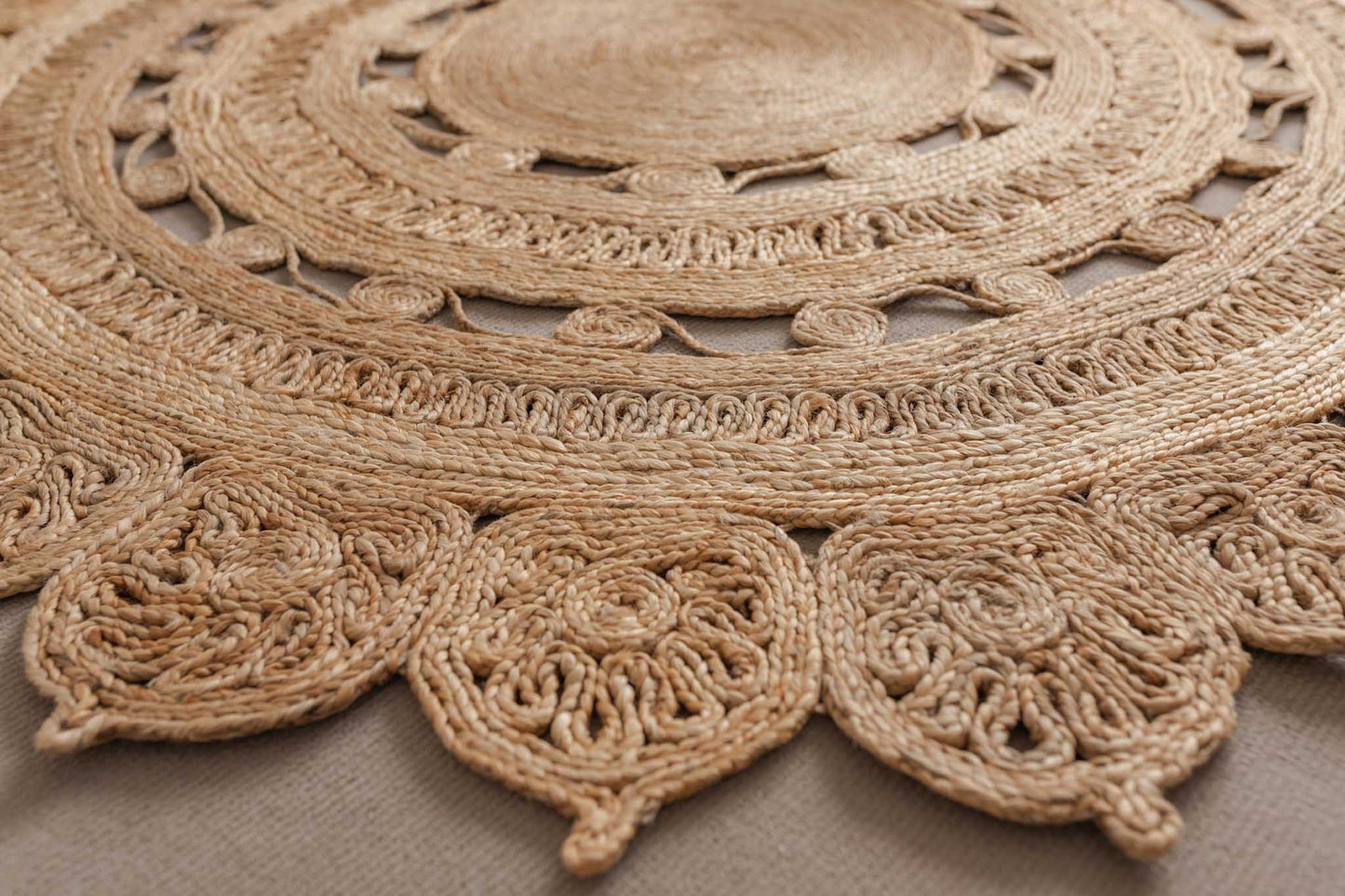 Sameera Handcrocheted Natural Round Jute Rug