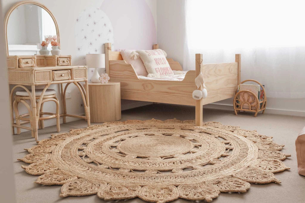 Sameera Handcrocheted Natural Round Jute Rug