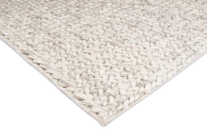 Mira Cream & Brown Handwoven Criss Cross Pattern Wool Rug