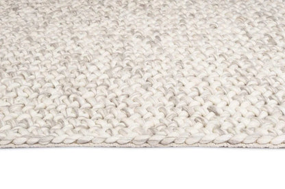 Mira Cream & Brown Handwoven Criss Cross Pattern Wool Rug