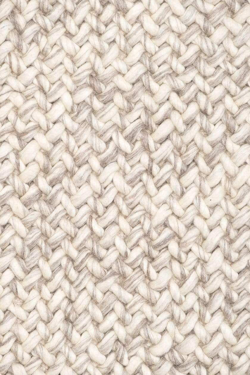 Mira Cream & Brown Handwoven Criss Cross Pattern Wool Rug