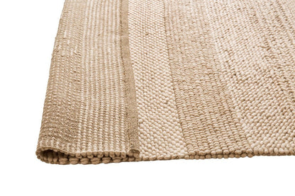 Cadenza Beige and Ivory Braided looped Handwoven Wool Rug