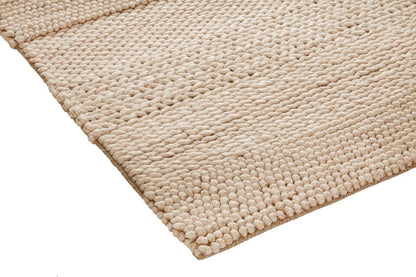 Cadenza Beige and Ivory Braided looped Handwoven Wool Rug