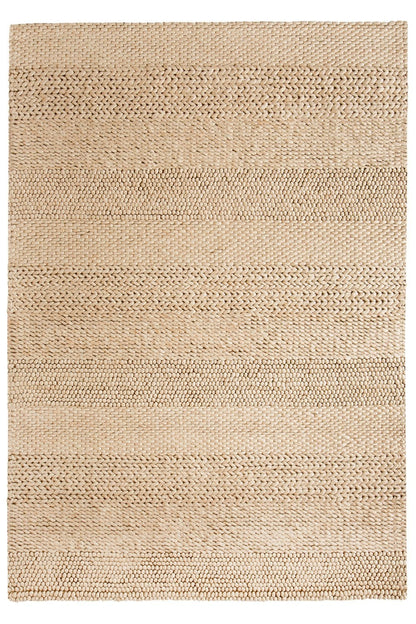 Cadenza Beige and Ivory Braided looped Handwoven Wool Rug