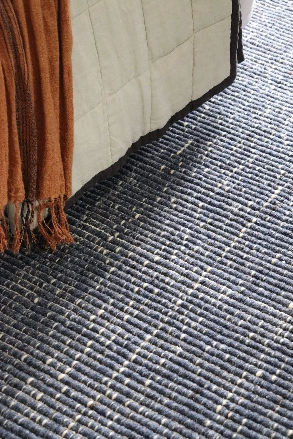 Azure Ocean Blue Handwoven Wool Rug