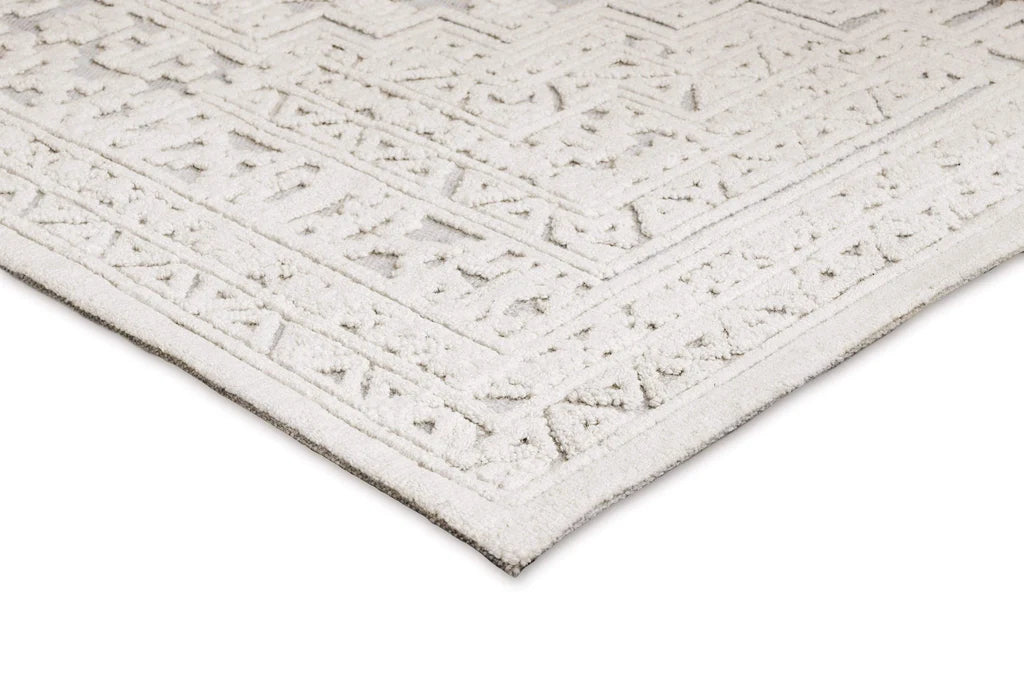 Arnav Ivory and Blue Hand Tufted Modern Rug