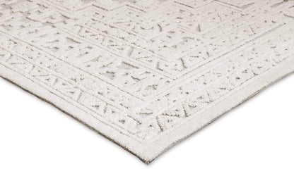 Arnav Ivory and Blue Hand Tufted Modern Rug