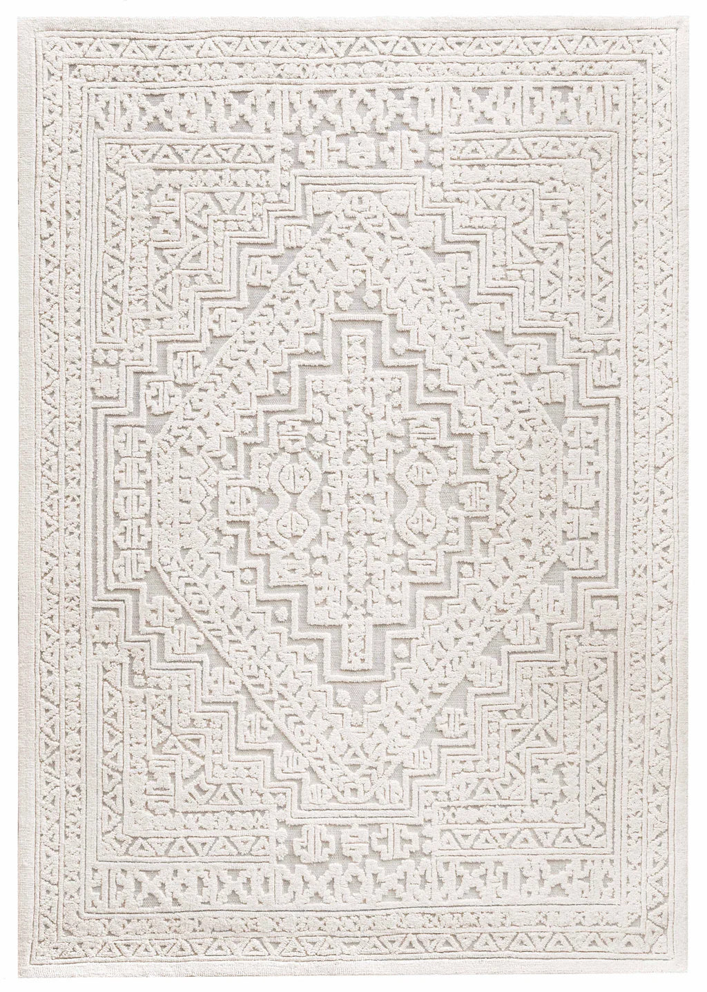 Arnav Ivory and Blue Hand Tufted Modern Rug