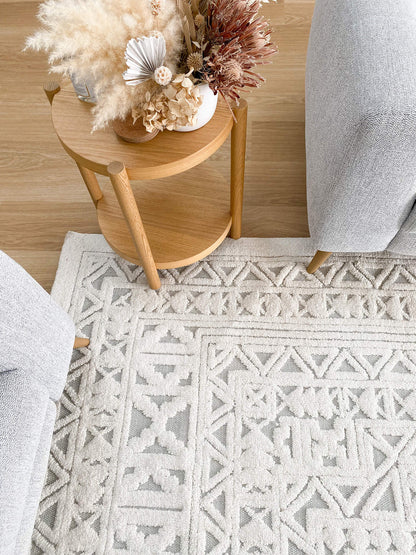 Arnav Ivory and Blue Hand Tufted Modern Rug