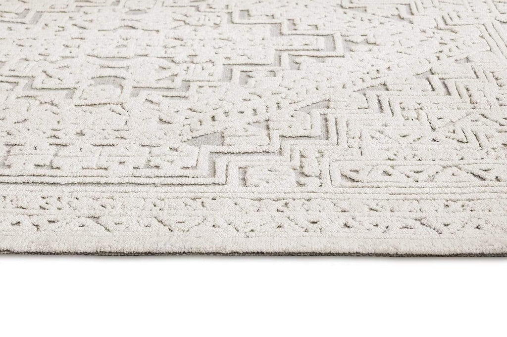 Arnav Ivory and Blue Hand Tufted Modern Rug