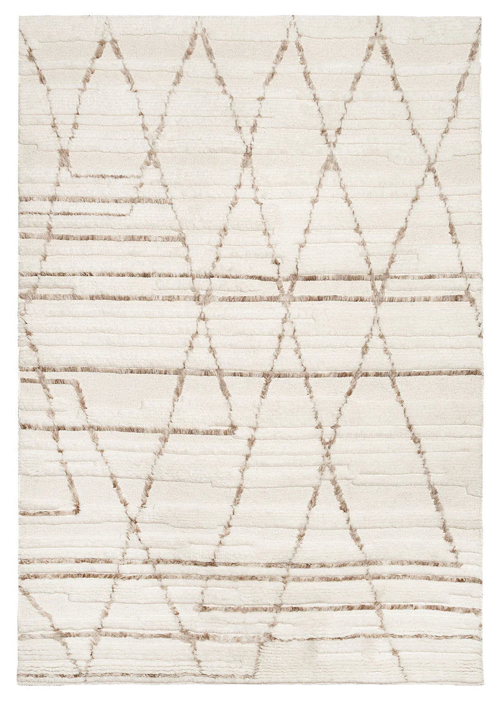 Nirvaan Ivory and Mustard Brown Hand Knotted Recycled Polyester Ultra Soft Low Pile Rug