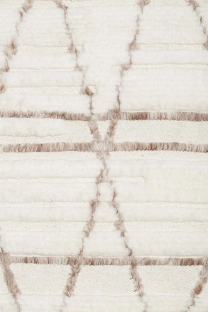 Nirvaan Ivory and Mustard Brown Hand Knotted Recycled Polyester Ultra Soft Low Pile Rug