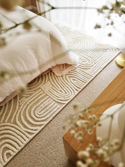 Aarini Ivory and Beige Modern Hand Tufted Wool Rug