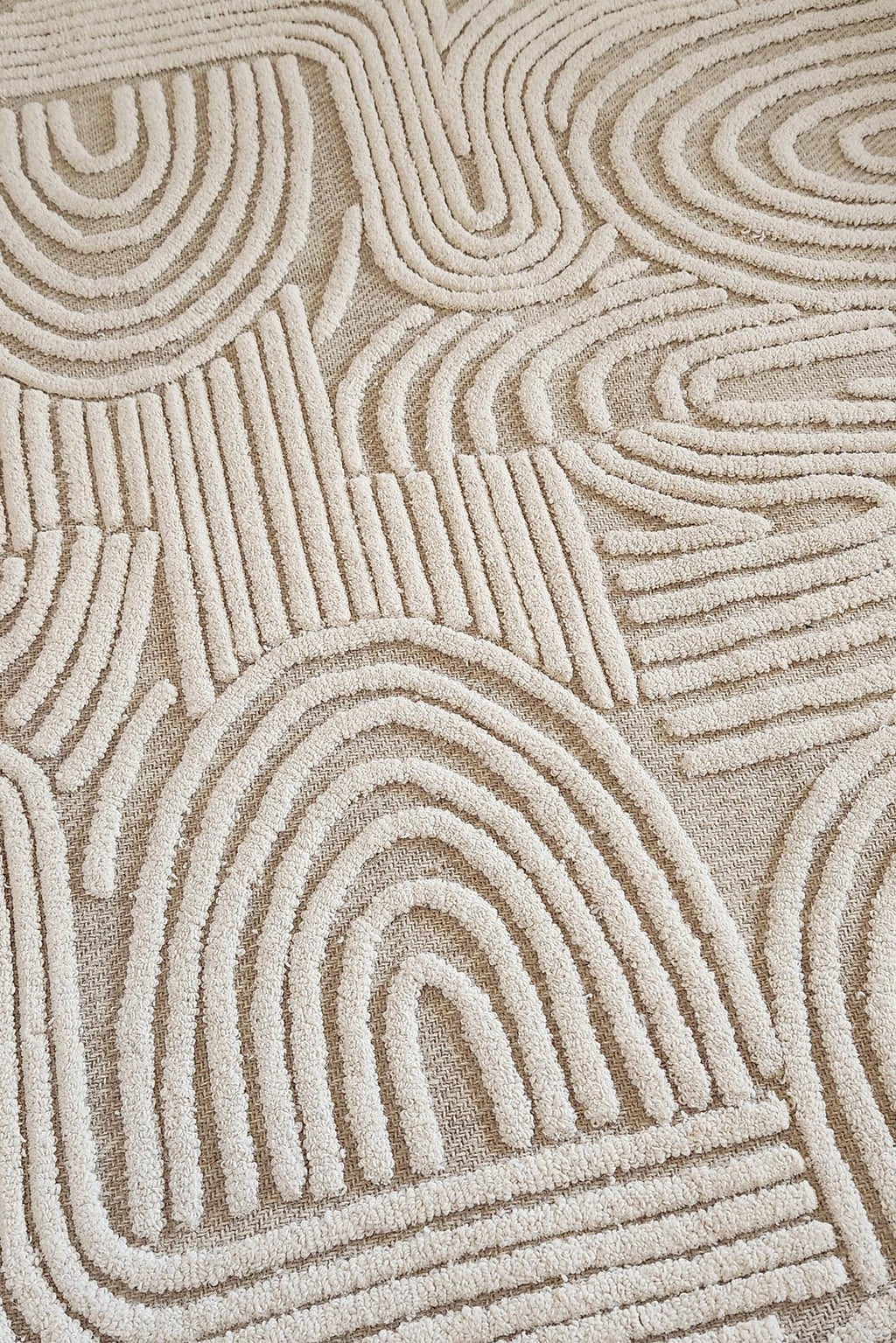 Aarini Ivory and Beige Modern Hand Tufted Wool Rug