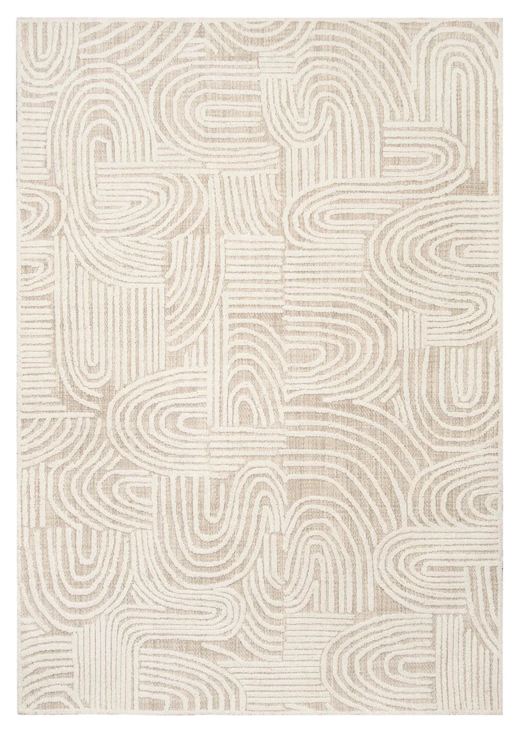 Aarini Ivory and Beige Modern Hand Tufted Wool Rug