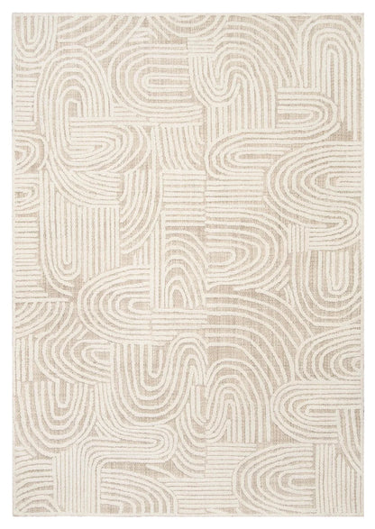 Aarini Ivory and Beige Modern Hand Tufted Wool Rug